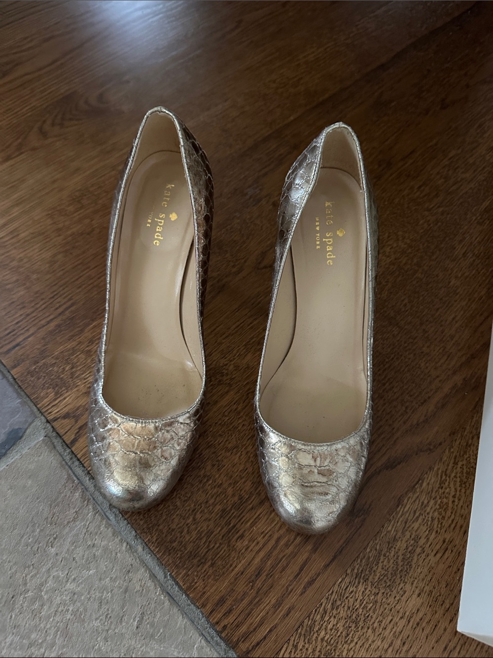 kate spade Metallic Textured Gold Pumps
